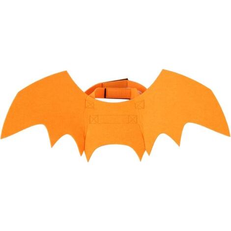 Costume d'Halloween/Noël pour chat/chien, ailes de chauve-souris courtes en peluche avec velcro, orange, 55 x 25 cm, lot de 2