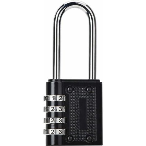 Cadenas À Combinaison 4 Chiffres, Serrure Combinée, Code Casier Valise En Acier Imperméable Anti-Rouille À Longue Manille Idéal (1/5)