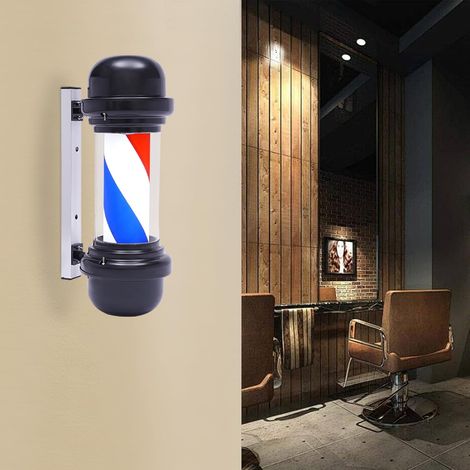 Poteau de Barbier Barber Pole LED Rotative 50cm – Enseigne Lumineuse Rouge Blanc Bleu pour Barber Shop, Décoration Vintage Salon de Coiffure, 220V (1/5)