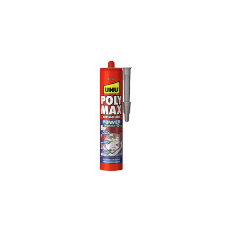 UHU POLY MAX COLLE DE MONTAGE POWER CARTOUCHE GRISE, COLLE DE MONTAGE GRISE ET MASTIC À HAUTE RÉSISTANCE FINALE, 425 G