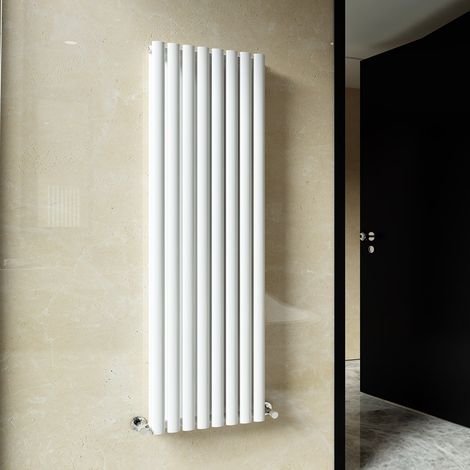 ELEGANT Central Heating Radiator 1600 x 472mm Vertical White Double Panel Oval Column Rad (1/5)