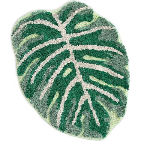 CREA Piao Monstera Non Slip Bath Mat Or Kitchen Tufted Rug Plant Leaf Shaped Kids Pets Floor Mat Carpet (1/3)