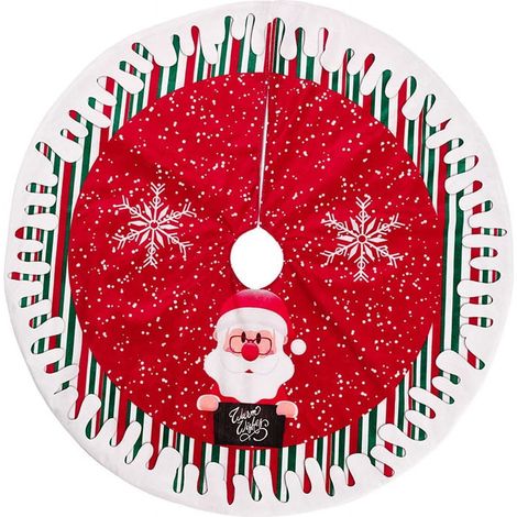 Jupe Pour Arbre De Noël - Tapis Rond En Tissu Pour Base D'Arbre De Noël - Style Père Noël - 80 X 80 Cm - Intérieur Extérieur (1/5)