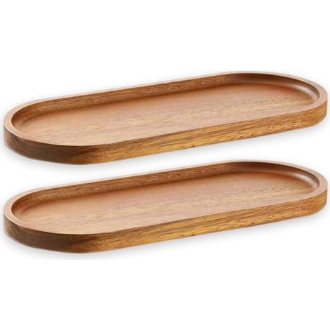Juego de 2 bandejas ovaladas de madera – 29x10,5 cm – para embutidos, queso, pan, fruta – natural