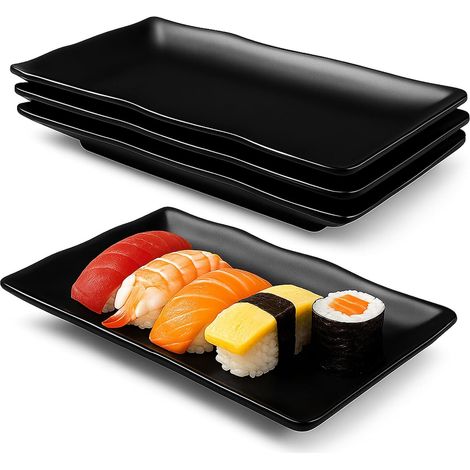 Plateau De Service En Mélamine Noir - Résistant Aux Chocs Et Lavable Au Lave-Vaisselle - Pour Hotpot Apéritifs Et Pique-Niques - Lot De 1 (1/5)