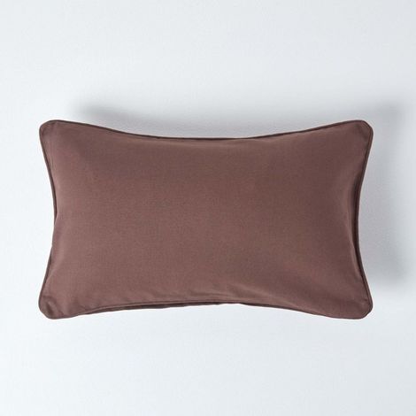 HOMESCAPES Cotton Plain Chocolate Rectangular Cushion Cover, 30 x 50 cm (1/5)