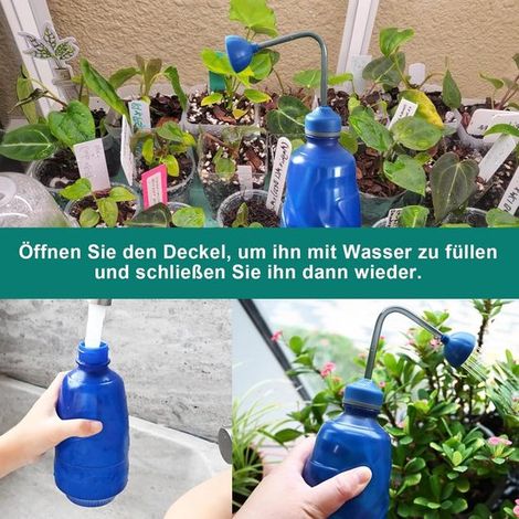 Kleine Gießkanne aus Gusseisen Mini Gießkanne Zum Bewässern kleiner Pflanzen Abnehmbare Sprühdüse 450 ml Blau (1/5)
