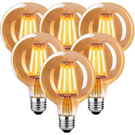 Ampoule LED vintage Edison E27, 4W G80, lumière chaude, pour suspension, lampe de table, applique murale, lot de 6 (1/5)