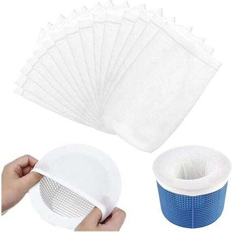 15 Pièces Chaussettes de Skimmer pour Piscine, Chaussettes Filtre en Nylon Élastique Ultra Fine, Reutilisables pour Panier Skimmer, Retiennent Pollen, Feuilles et Cheveux