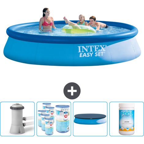 Intex runder aufblasbarer Easy Set-Schwimmpool – 396 x 84 cm – Blau – Inklusive Zubehör CB87 (1/4)