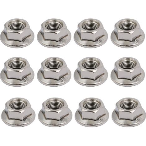 12PCS M10x1,5mm filetage métrique acier inox 304 écrou embase hex (1/4)