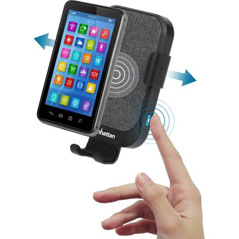 Caricatore Wireless Rapido da Auto Manhattan 10W Doppio Aggancio, Sensore Touch, Nero/Grigio (1/5)