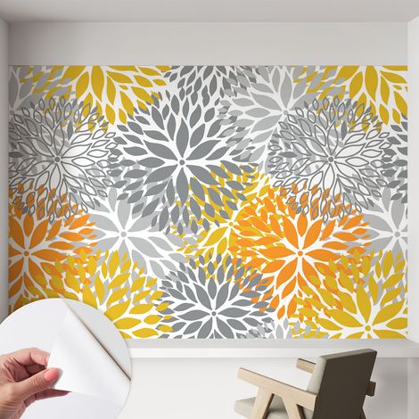 Papier peint autocollant avec imprimé pour cuisine facile à appliquer pour mur a motif Énergie florale 152x104 cm (1/5)