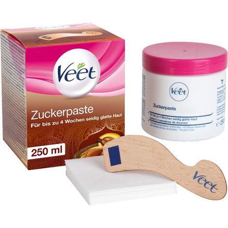Pure Pâte à sucre parfumée à la fleur de vanille - Pâte de sucre pour l'épilation du corps et du visage - 1 x 250 ml avec spatule en bois et bandes de tissu (1/5)