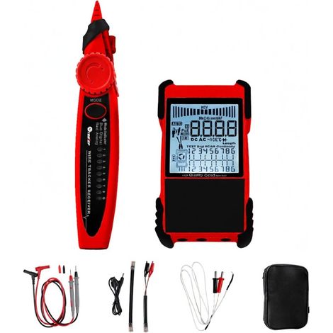 Tester per cavi portatile con schermo LCD, test POE, rilevamento coppie di cavi, misurazione della lunghezza del cavo, rilevamento cortocircuiti. (1/5)