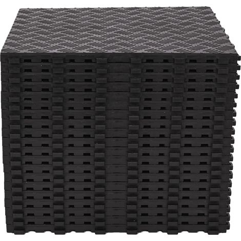 Lot de 20 dalles de sol de garage en PVC - 40 x 40 cm - emboîtables - Antidérapants - Résistants - Pour atelier - 18 mm d'épaisseur - Noir (1/5)