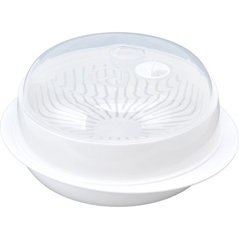 Panier vapeur pour légumes au micro-ondes, rond, sûr, anti-poussière, égouttoir, avec couvercle transparent pour la maison (1/4)