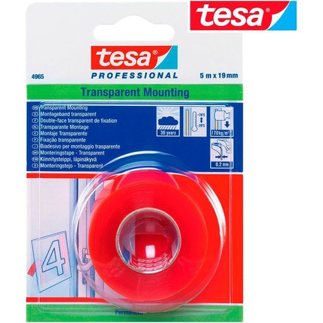 Transparentes doppelseitiges Klebeband für den Außenbereich 5 m x 19 mm 4965 Tesa
