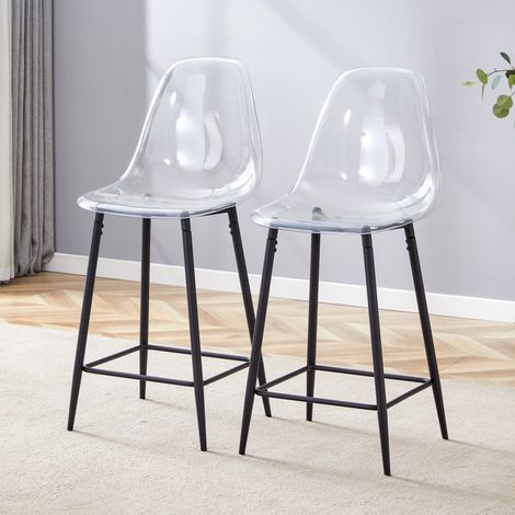 Tabouret de bar 43x50,8x101,6 cm transparent, design moderne, lot de 2 pour cuisine FLORAGRACE (1/5)