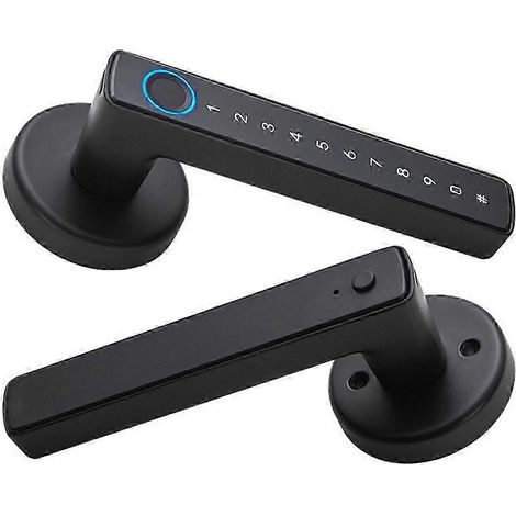 Serrure de porte intelligente Bluetooth à empreinte digitale avec clavier, RFID et contrôle par application, offrant 5 méthodes de déverrouillage. (1/5)