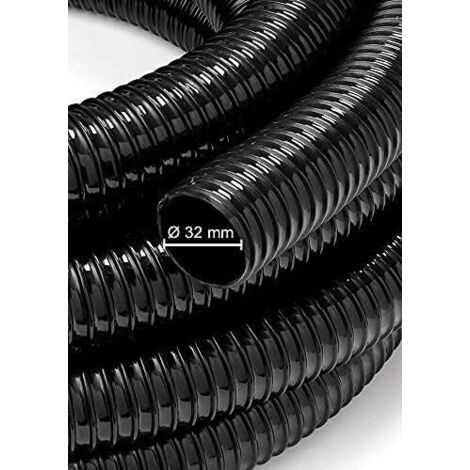 Tuyau flexible noir - 2 mètres de long, diamètre intérieur de 32 mm, tuyau flexible en PVC, type sans pression - pour l'arrosage, l'irrigation, le jardinage et le drainage. (1/3)