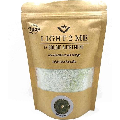 Bougie en poudre 250 grs la bougie autrement vert pailleté (1/3)