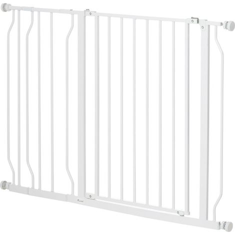 Cancelilla de seguridad extensible para perros 75-115 x 76 cm en acero y ABS blanco MODENUIT (1/5)