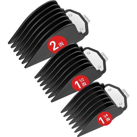 32/38/51mm Hair Clipper Combs, Metal Clip, Accessories for Hair Clippers and Shavers, Suitable for All Full Size Clippers (10, 12, 16, Black) (1/5)
