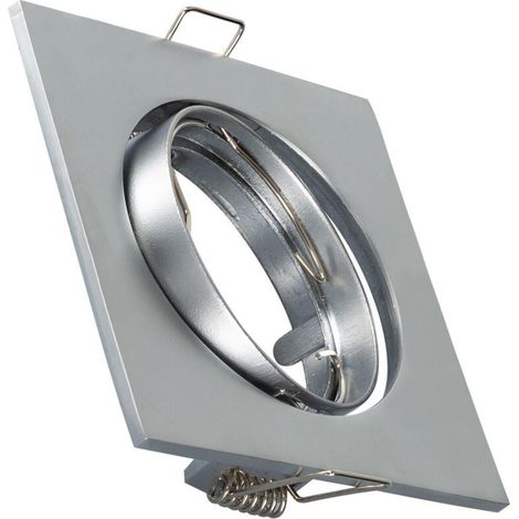 Collerette Downlight Carrée Orientable pour Ampoule GU10/GU5.3 Coupe Ø 72mm Argent (1/4)
