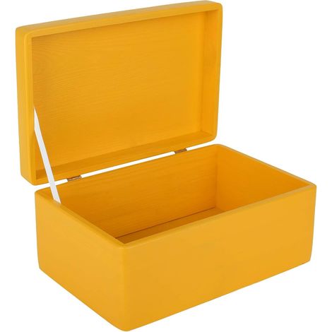 Scatola Portaoggetti in Legno con Coperchio 30x20x14 cm – Gialla