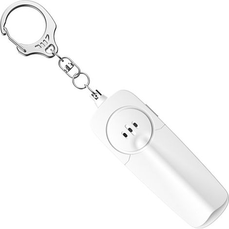 Porte-clés alarme personnelle 130 dB pour femmes, alarme d'urgence avec lumière LED brillante pour enfants et personnes âgées, blanc (1/4)