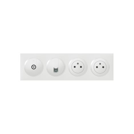 Legrand - Dooxie - 2 Prise 2P+T + 1 Prise TV + 1 Prise RJ45 Cat.6 STP + Plaque - Ref. : 600335x2+600351+600376+600804 (1/5)