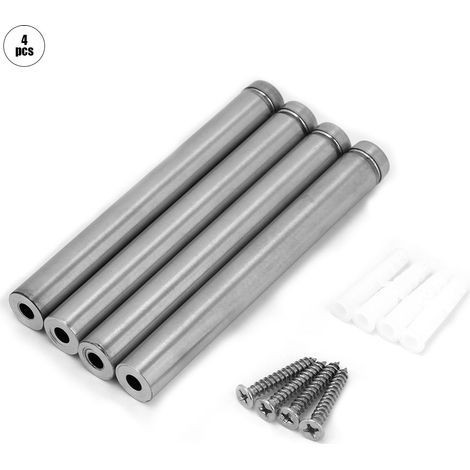 4 vis en acier inoxydable pour fixation de panneaux publicitaires, supports pour verre creux, goujons d'écartement (12x120mm) (1/5)
