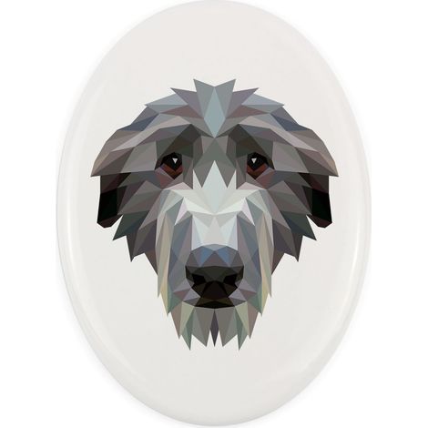 Galgo escocés, Lebrel escocés - placa geométrica con foto e inscripción de Art-Dog (1/4)