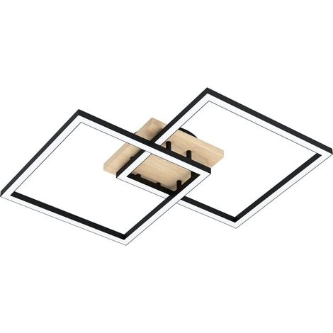 EGLO Lomaltas-Z Smart Ceiling Lamp – Black & Oak – 49.5x77 cm – Tunable White – Zigbee & Bluetooth