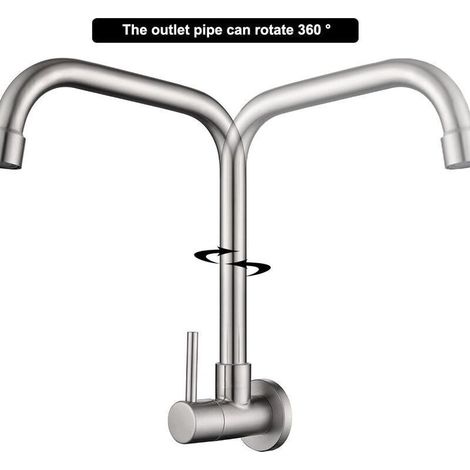 Robinet de cuisine moderne à fixation murale pour évier d'eau froide Bec pivotant Robinets en acier inoxydable (1/3)