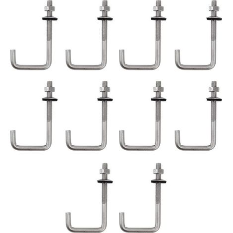 (10 pièces) Boulon d'ancrage de toit M6x25x100mm en acier inoxydable 304, crochet en J, crochet mural, crochets à tige longue avec écrou hexagonal, vis d'ancrage pour béton