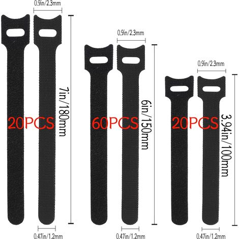 100pcs Attache Cable, Réutilisable Serre Cable, Cable Management in 3 Longueurs Différentes-180mm/150mm/100mm, pour La Gestion des Câbles de PC, La Télévision, Le Bureau