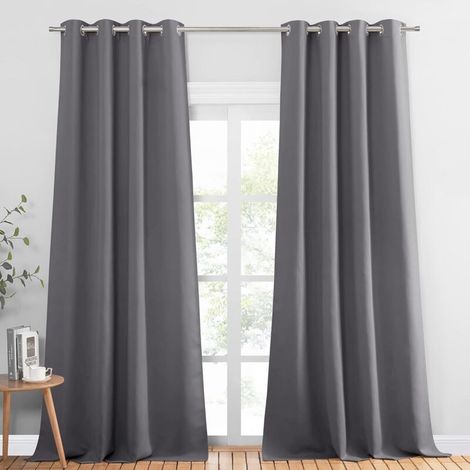 Rideau Occultant - Rideaux Anti Froid Gris Paire Tenture Opaque à Oeillets Isolation Thermique/Lumiere Decoration pour Chambre Maison Salon, 140 x 240 cm, 2 Pièces (1/4)