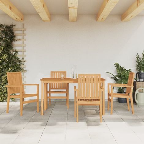 5-tlg. Garten-Essgruppe Massivholz Teak
