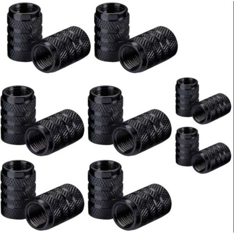 16 Pièces Bouchons de Valve de Pneu en Aluminium Capuchon Antipoussière de Roue de Voiture (Noir ) (1/5)