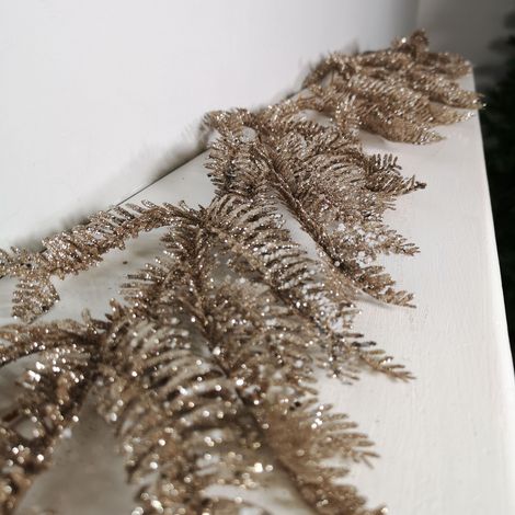 1.8m Light Champagne Glitter Fir Christmas Garland Decoration (1/3)