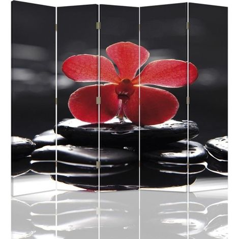 Paravento bilaterale, Zen con orchidea rossa - 180x170 (1/5)