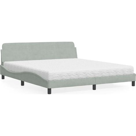 Bett mit Matratze "Dover" Hellgrau 180x200 cm Samt vidaXL (1/5)