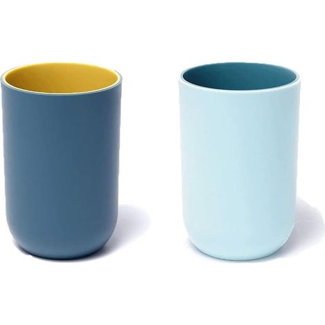 Ensemble de 2 gobelets, encens insolubles, en plastique, en 300 ml (10,5 oz), compatibles lave-vaiselle (bleu clair et bleu marine). (1/5)