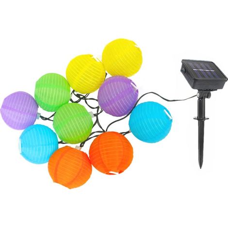 Guirnalda de luces solares de colores para decoración de jardín, 10 LED, resistente a la intemperie. (1/4)