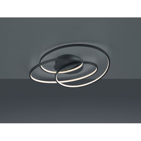 Große LED Deckenlampe GALE Schwarz, dimmbar über Schalter, Breite 60cm