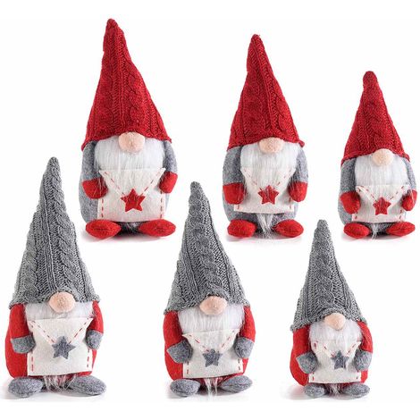 Babbo Natale in stoffa con letterina decorata con stella, realizzati in panno, set da 2 pezzi, Grande: cm 9,5x10x23 H