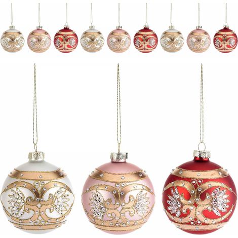 Palline per Albero di Natale in Vetro con Strass Addobbi Artigianali Set 12 Pz (1/2)