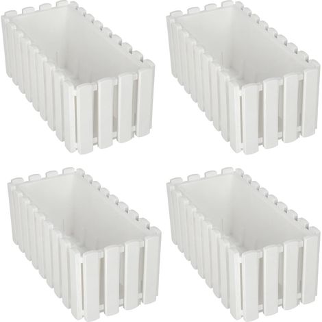 Pots de fleurs de balcon pour rambarde de terrasse, blanc rustique, 40 cm, lot de 4 (1/5)